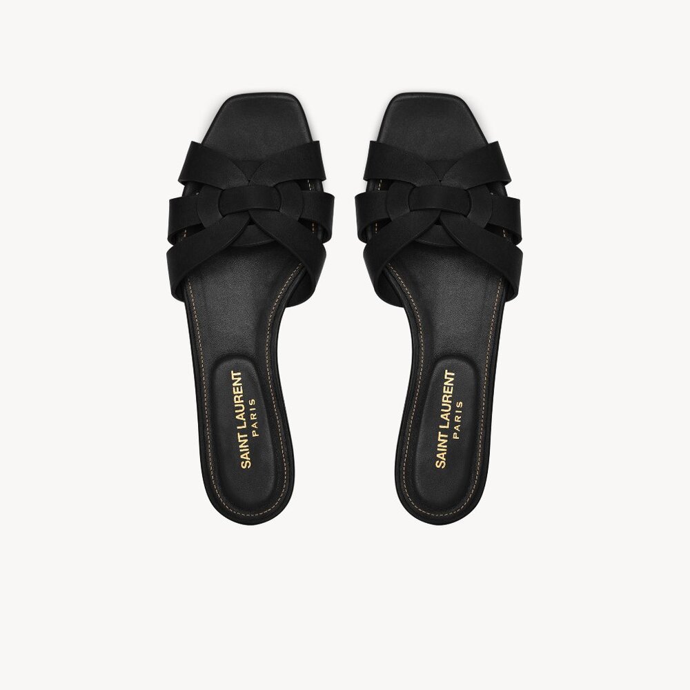 New Authentic YSL Saint Laurent Paris Tribute Sandals in Smooth Leather EUR 40